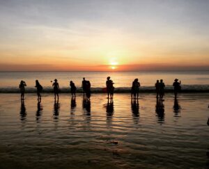 Yoga session during sunset in Bali