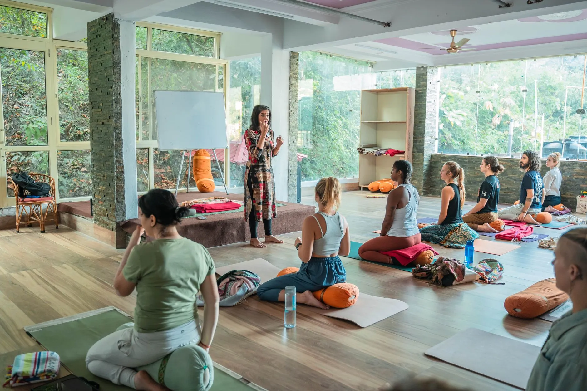 Yoga Teacher Training Class Yoga teacher training class in session.