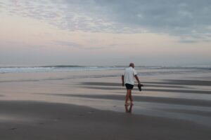 Gorgeous Bali sunrise with yoga class on the beach.