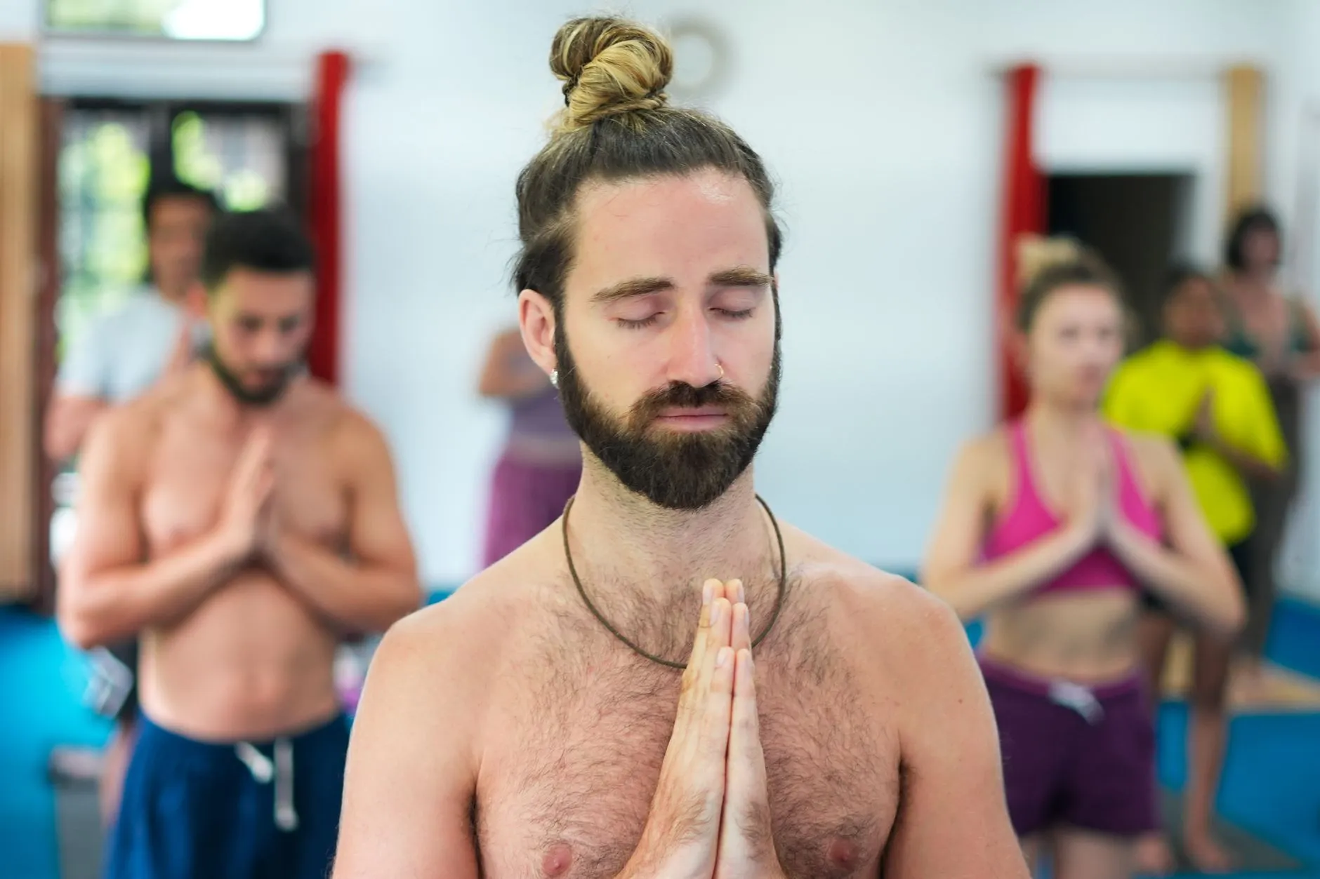 Yoga Breathing Techniques Demonstration of deep breathing techniques in yoga