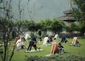 A serene Bali yoga retreat center surrounded by nature