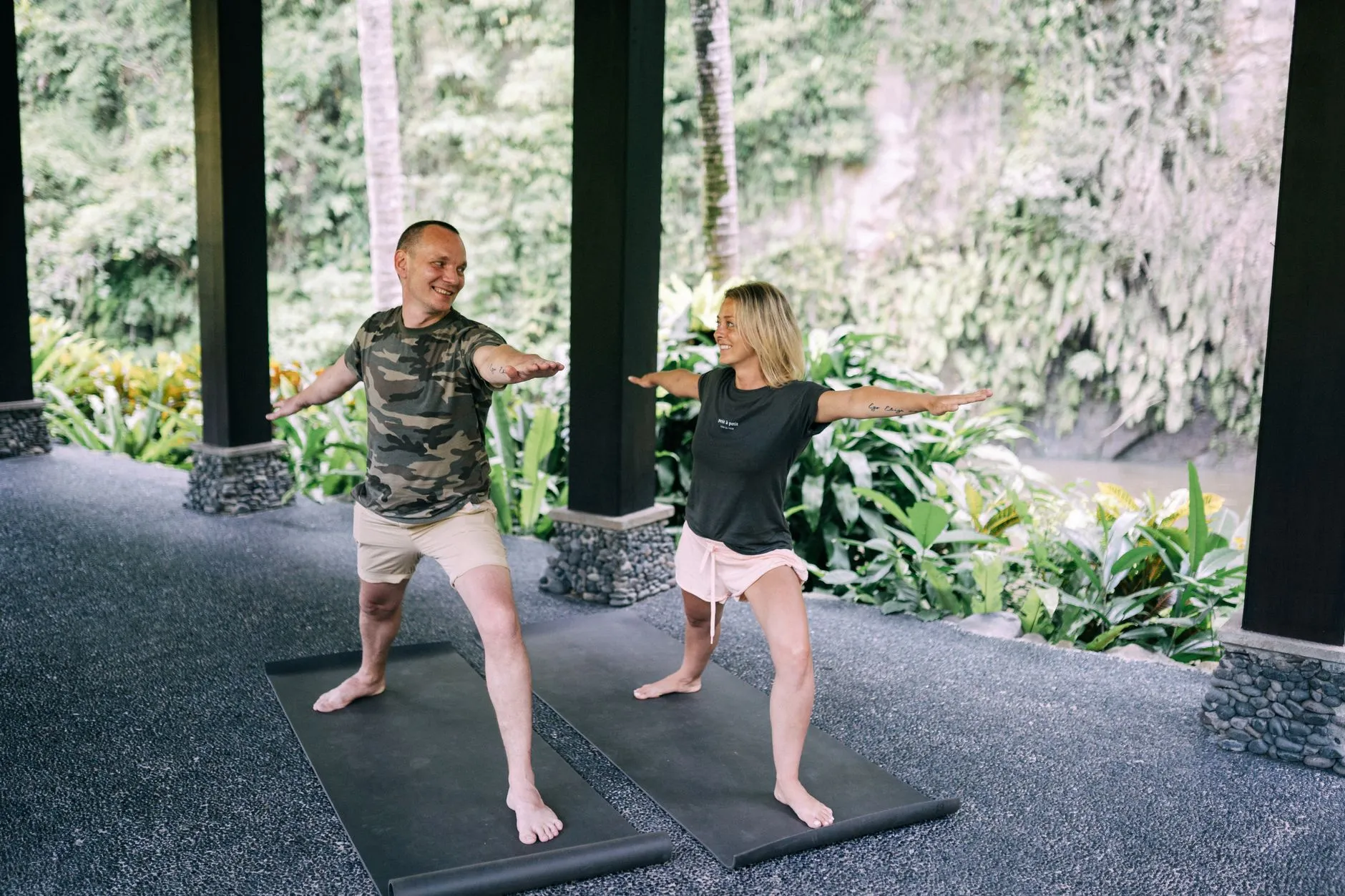Yoga in Bali Participants practicing yoga in a tranquil Bali environment