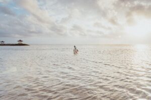 Bali beach sunrise reflecting calmness and tranquility