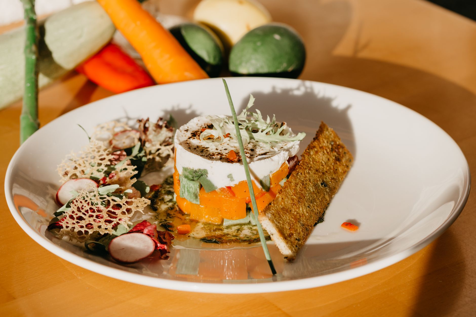 Healthy vegetarian meal at a yoga retreat in Bali