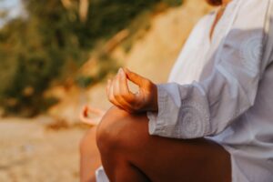 Yoga meditation on a beautiful beach